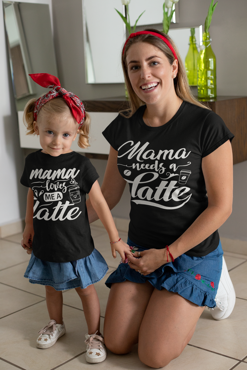 Mama Needs A Latte Black Tshirt