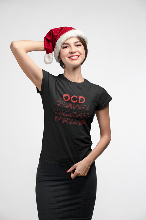 OCD Obsessive Christmas Disorder Black T-Shirt