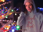 Sleigh Girl Sleigh Funny Christmas Hoodie Gray