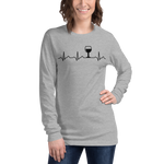 Wine Makes My Heart Beat Wine Lovers Long Sleeve Shirt Grey