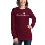 Wine Makes My Heart Beat Wine Lovers Long Sleeve Shirt Merlot Burgundy Dark Red