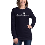 Wine Makes My Heart Beat Wine Lovers Long Sleeve Shirt Navy