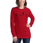 Wine Makes My Heart Beat Wine Lovers Long Sleeve Shirt  Red