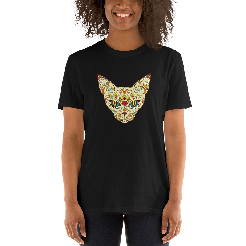 black sugar skull sphynx cat tees