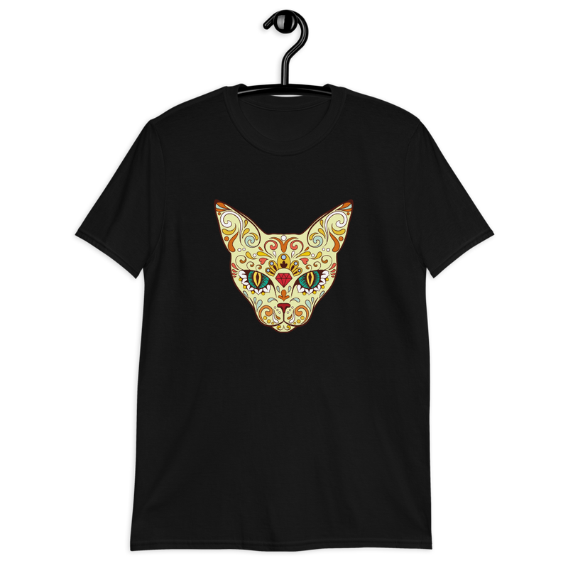 black sugar skull sphynx cat tshirt