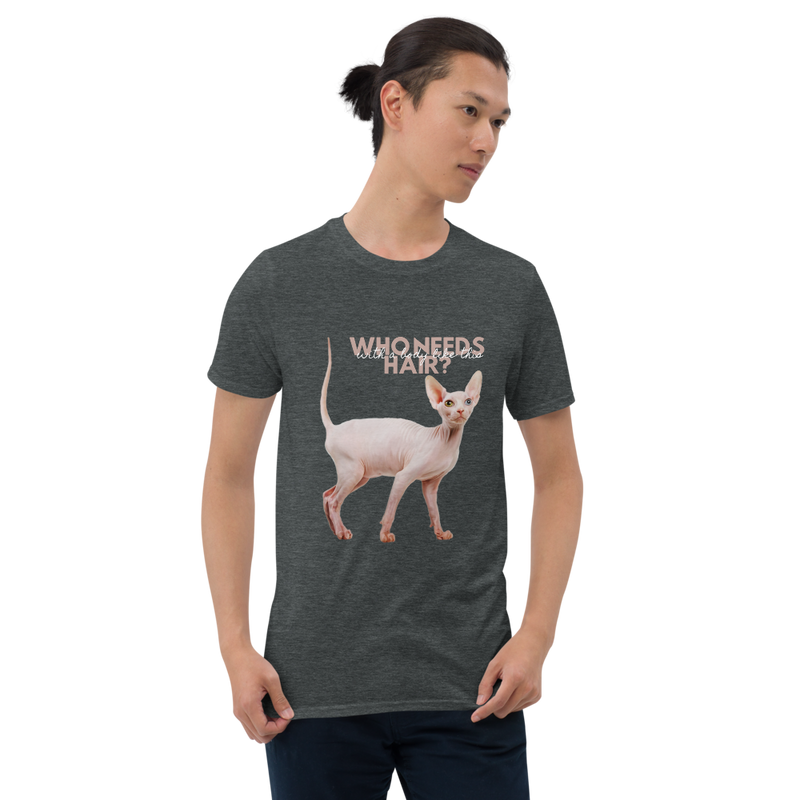 grey who needs hair sphynx cat tee