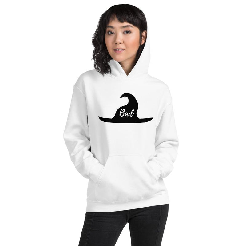 womens bad witch hoodie white